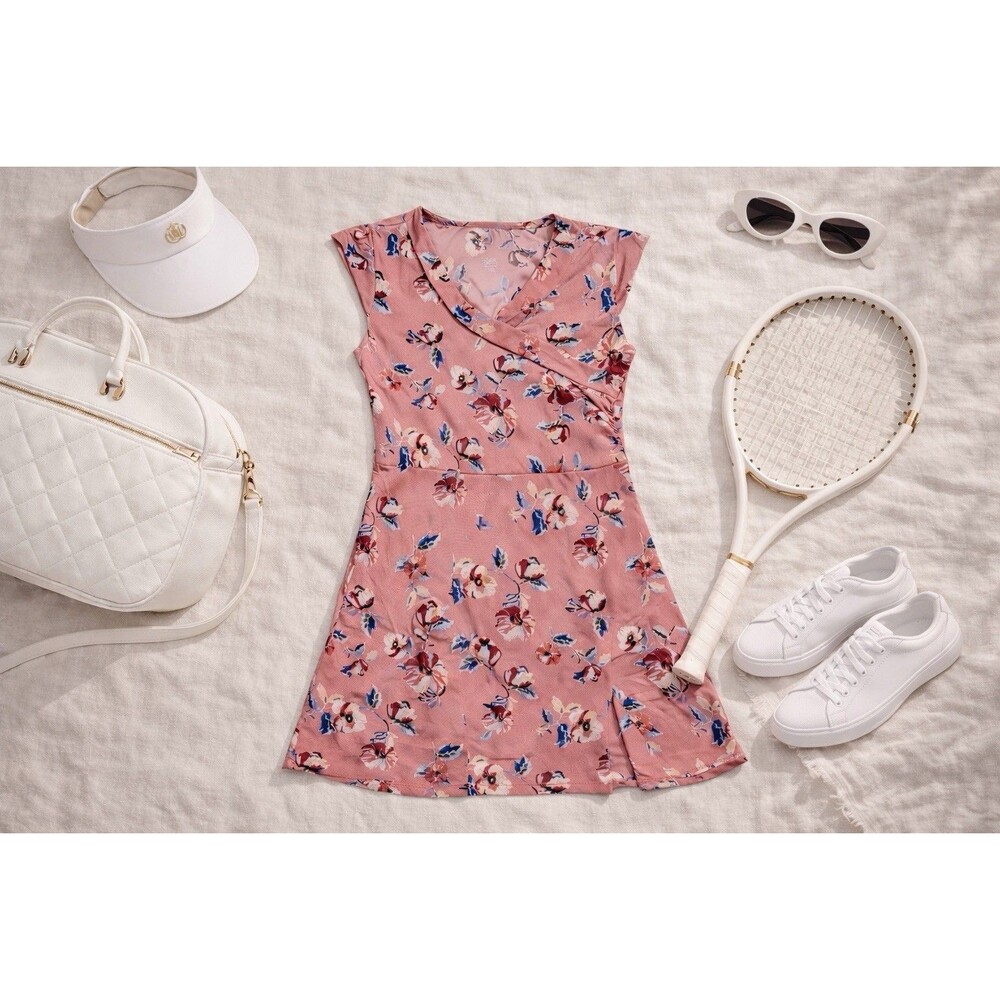 Lady Hike Small Floral Wrap Dress | Made USA Pockets Stretch
